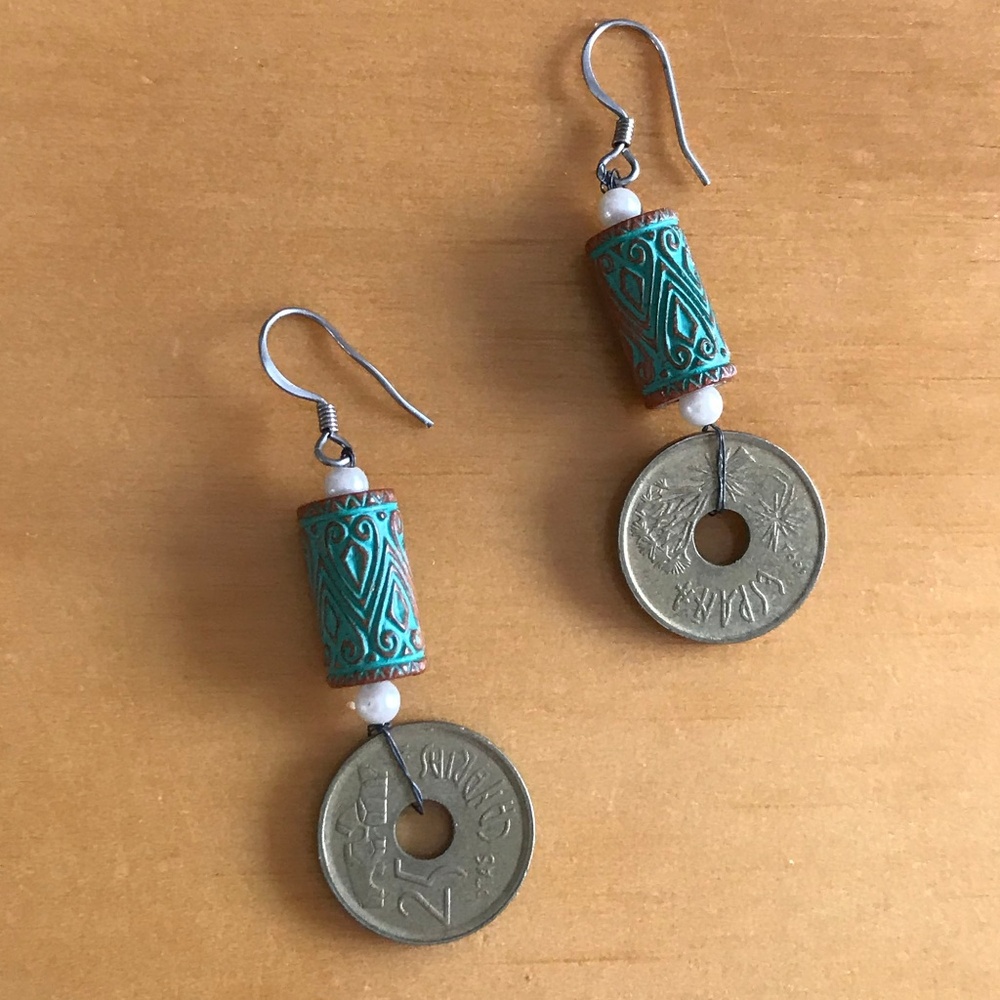 Artsy coin dangle earrings